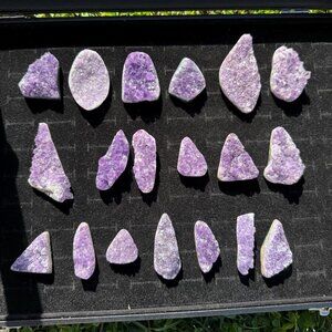 Druzy Amethyst Designer Handcut Custom Cabochons - Lot of 19 - 348 grams